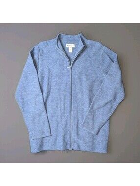 Pendleton Sweater Merino Wool Blue Full Zip Large Pockets